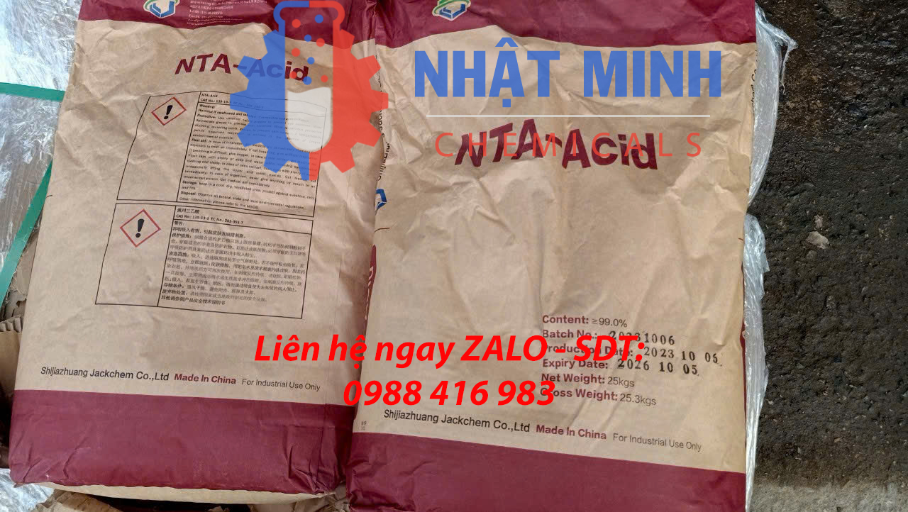 NTA Acid (Nitrilotriacetic Acid) là một loại hợp chất hữu cơ có công thức phân tử là C₆H₉NO₆