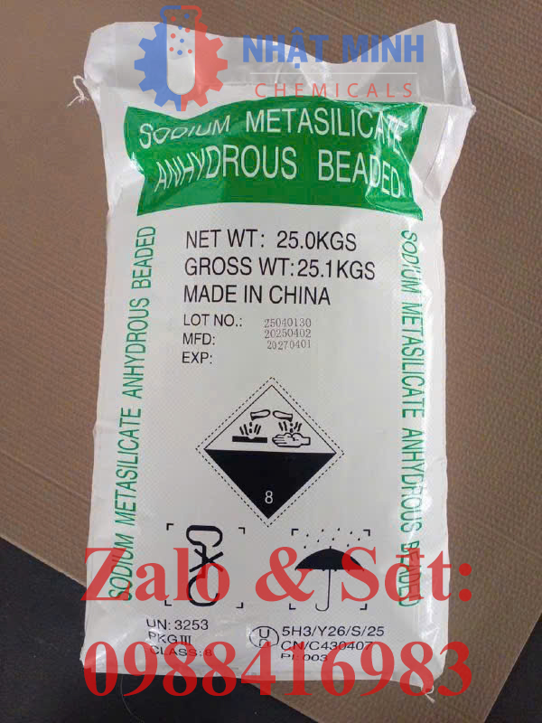 Sodium Metasilicate Pentahydrate (dạng nước kết tinh 5 H₂O).
