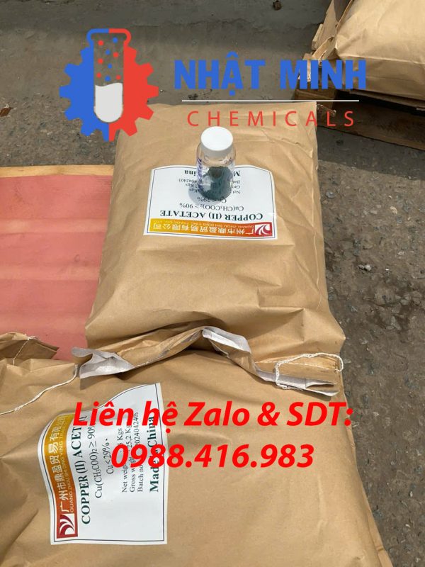 Copper (II) Acetate Cu(CH3COO)2 ≥ 90% - Hàm lượng Cu ≤ 29%, đóng gói 25kg, xuất xứ Trung Quốc, phân phối bởi Nhật Minh Chemicals. Liên hệ: 0988.416.983
