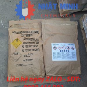 Bao bì hóa chất Potassium Dichromate Technical Grade (K₂Cr₂O₇) 25 kg của Nhật Minh Chemicals, liên hệ ZALO 0988 416 983.