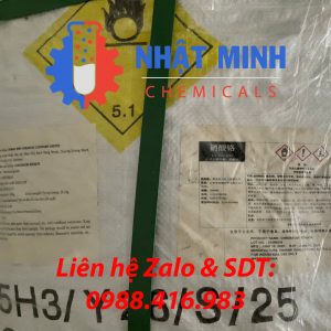 Bao bì Manganese Carbonate (MnCO₃) N.W. 25 kg, G.W. 25.2 kg, xuất xứ Trung Quốc, phân phối bởi Nhật Minh Chemicals.