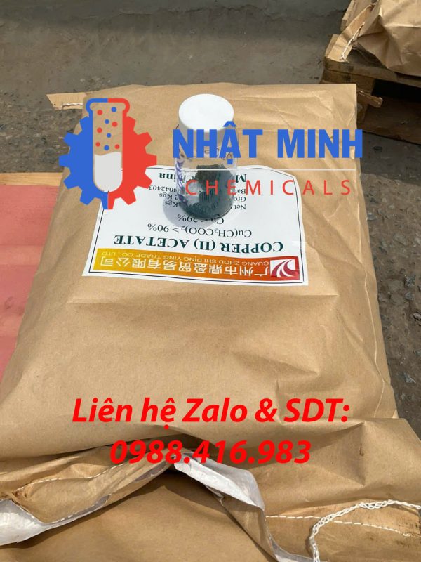 Copper (II) Acetate Cu(CH3COO)2 ≥ 90% - Hàm lượng Cu ≤ 29%, đóng gói 25kg, xuất xứ Trung Quốc, phân phối bởi Nhật Minh Chemicals. Liên hệ: 0988.416.983