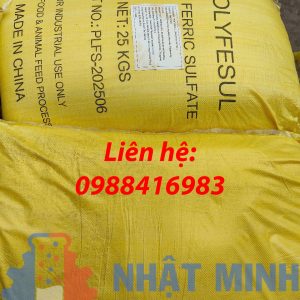 Bao 25kg Poly Ferric Sulfate (PFS) — LOT: PLFS-202506 — Sản xuất: China. Dùng cho mục đích công nghiệp (NET: 25 KGS).